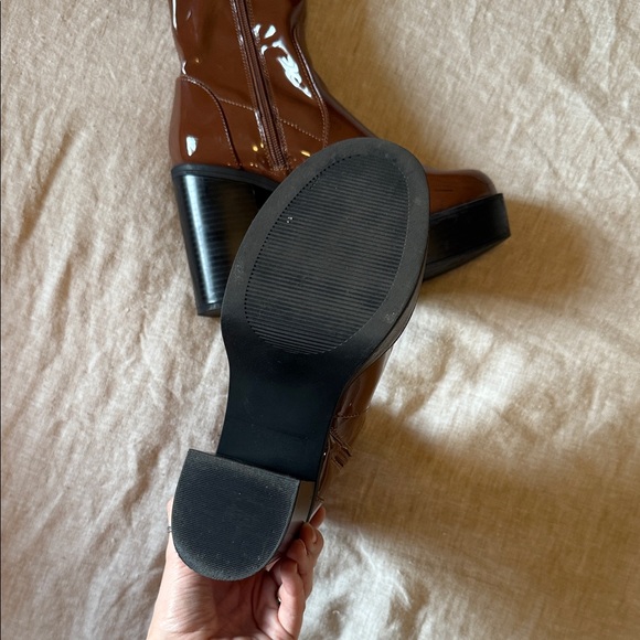 Madden Girl Patent Brown Platform Boots - Picture 5 of 6